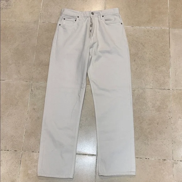 Agolde 90’s Pinch Waist High Rise Light Gray Straight Jeans